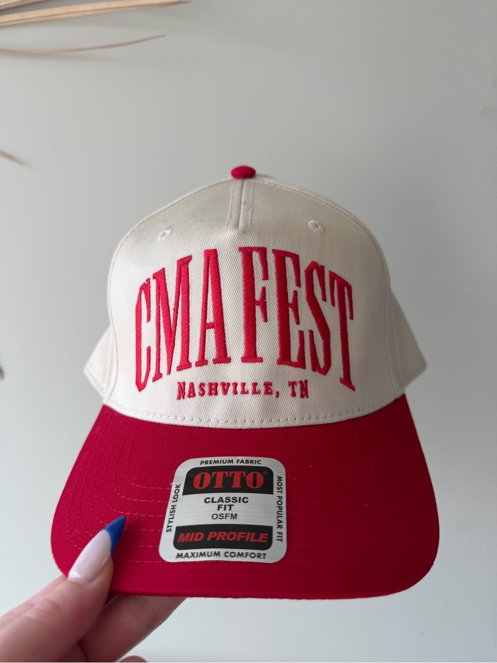 OTTO Two-Tone Cream and Red 'CMA FEST' Baseball Hat